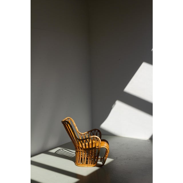 Danish rattan lounge chair model 3446 by tove kindt-larsen for r. Wengler, 1940s. early scandinavian mid-century modern...