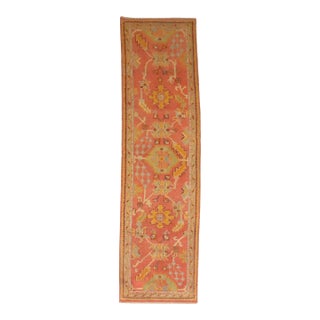 Antique Zabihi Collection Colorful Turkish Oushak Runner - 3'2" x 11'9" For Sale