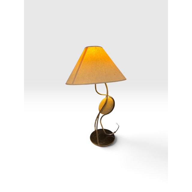 1990s Festa & Co. Glen Ellen California Sculptural Steel & Stone Table Lamp For Sale - Image 4 of 8