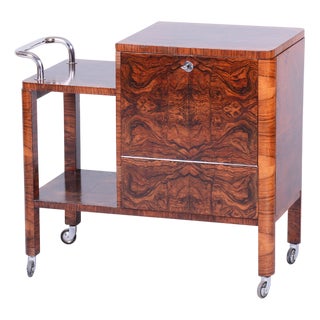 Art Deco Serving Trolley in Walnut, 1920s For Sale