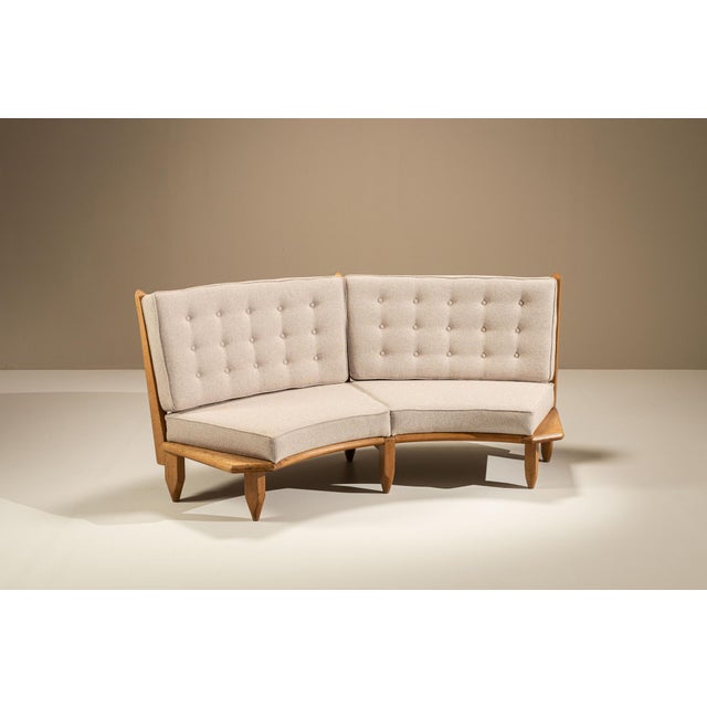 Guillerme et Chambron Curved Oak Sofa by Guillerme et Chambron, France, 1960s For Sale - Image 4 of 18