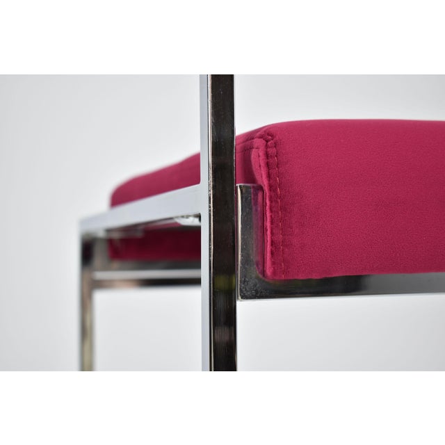 Set of 4 Chrome & Velvet "Sq-Al" Dining Chairs by Willy Rizzo, Italy, 1970s For Sale - Image 10 of 14