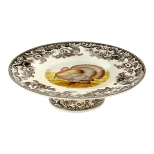 Spode Woodland Turkey Footed Cake Plate 10.5"