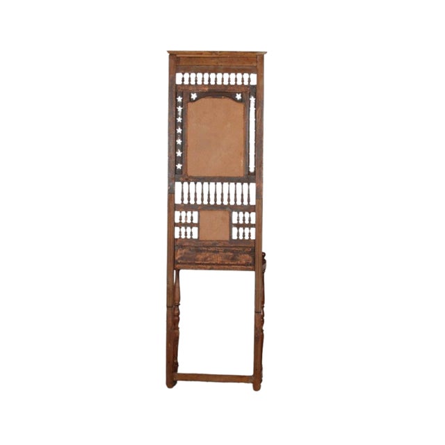 Vintage Indian Painted Teakwood Hall Stand W/ Mirror For Sale - Image 4 of 4