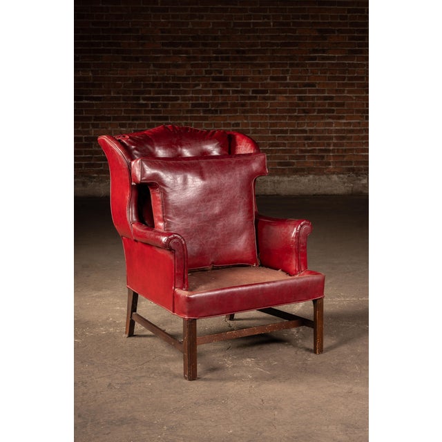 Mid 20th Century Vintage Leather Wingback Armchair in Red For Sale - Image 5 of 8