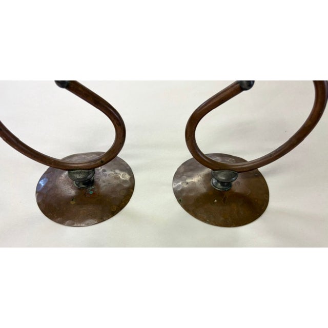 Benedict Proctor Flemish Copper Pair of Candle Stick Holders, Signed For Sale In New York - Image 6 of 7