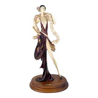 Art Deco Style Amilcare Santini Lady Alabaster Sculpture For Sale