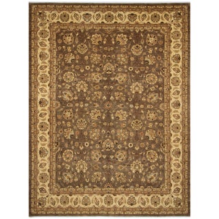 1990s Boho Chic Lt. Brown/Ivory Hand-Knotted Rug - 9'0 X 11'8 For Sale