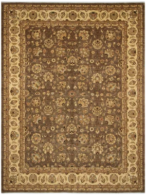 1990s Boho Chic Lt. Brown/Ivory Hand-Knotted Rug - 9'0 X 11'8