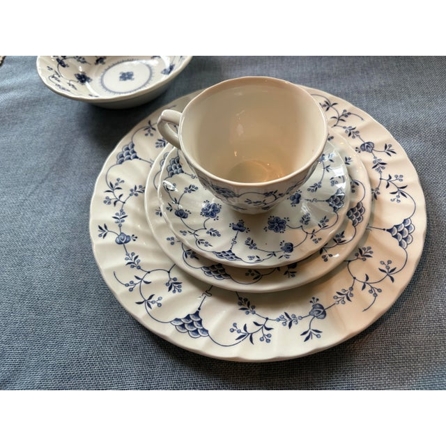 Ceramic 1940s Churchill Staffordshire "Finlandia" Blue & White 5 Piece Service For Sale - Image 7 of 7