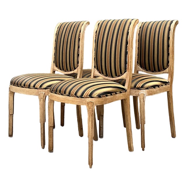 Vintage Deco Carved Dining Chairs - Set of 4 For Sale