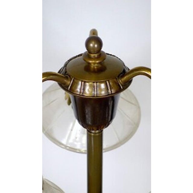 Vintage Brass and Glass Table Lamp, 1920s For Sale - Image 3 of 11