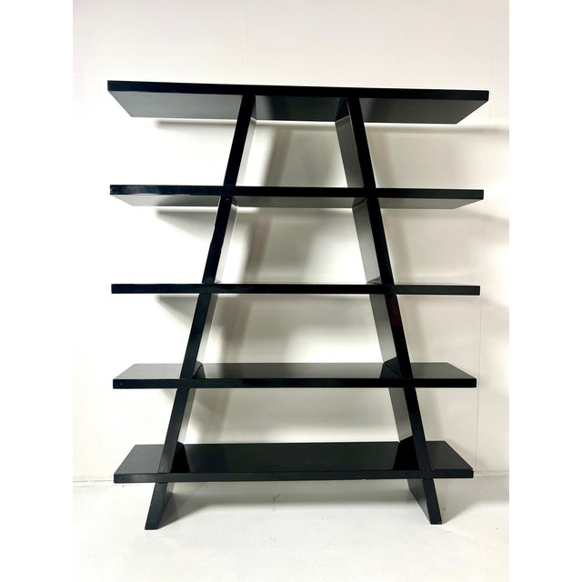 Black Lacquered Bookshelf, Italy, 1980s For Sale - Image 4 of 4