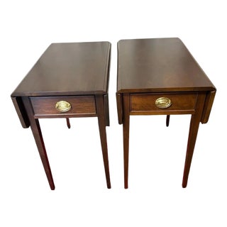 Vintage 1995 Waterford Furniture Makers Cherry Pembroke End Tables — Pair For Sale