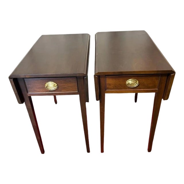 Vintage 1995 Waterford Furniture Makers Cherry Pembroke End Tables — Pair For Sale