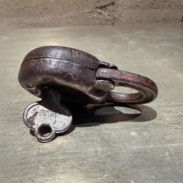 Industrial Antique "Pancake" Style Lever Padlock, Edwards 6-Lever Padlock For Sale - Image 3 of 8