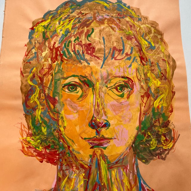 Contemporary Contemporary Original E.J.Hartmann Abstract Portrait Painting Signed For Sale - Image 3 of 4