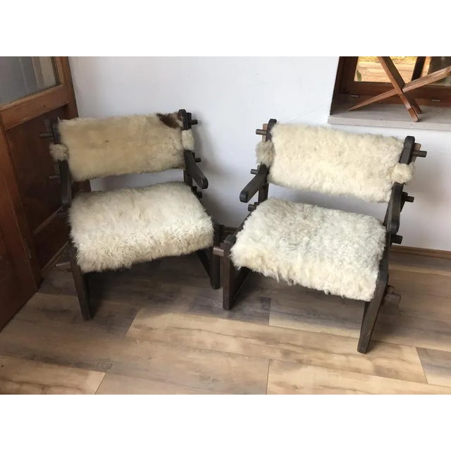 1950s Set of Side Chairs in Lambs Wool For Sale - Image 5 of 9