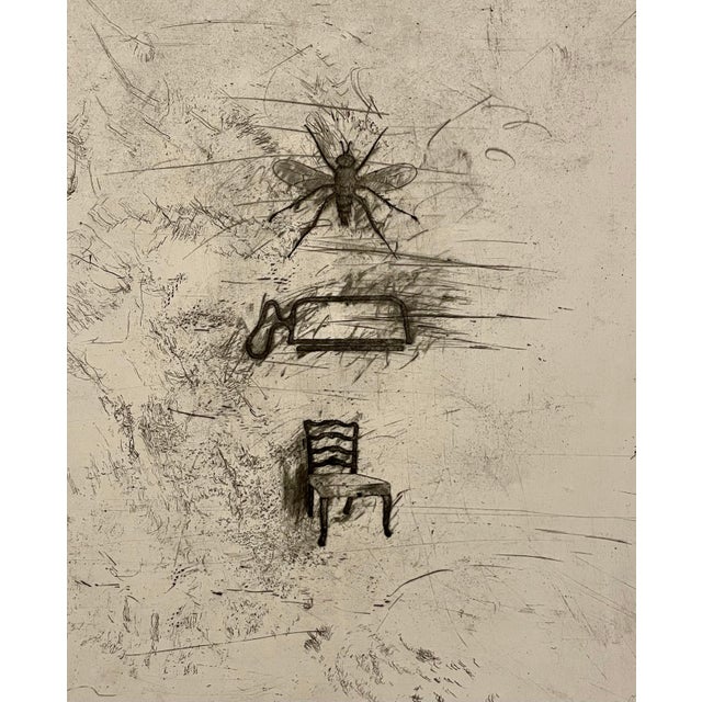 1980s Donald Saff, Large Donald Saff Surrealist Pop Art Aquatint Etching Bee, Chair, Pot, c.1980 For Sale - Image 5 of 6
