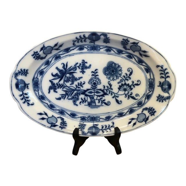 Vintage Austria Carlsbad Blue Onion Oval Serving Platter For Sale