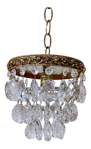 Antique Mid 19th Century Italian Bronze Upside Down Layered Cake Rim Chandelier