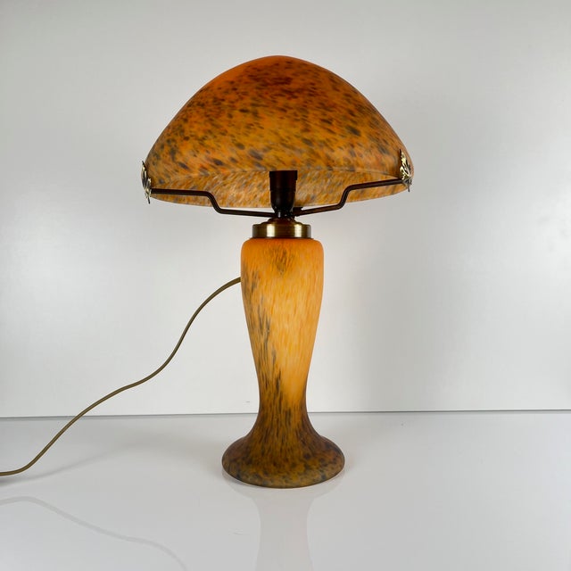 Mushroom Lamp in Speckled Orange Glass from Massive Lighting, Belgium, 1970s For Sale - Image 13 of 14