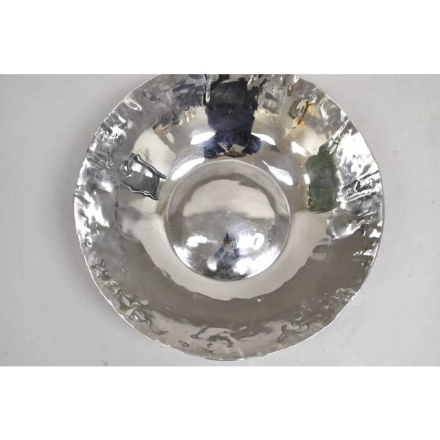Modern Vintage Modernist Art Deco Hand Hammered Round Centerpiece Fruit Bowl For Sale - Image 3 of 10