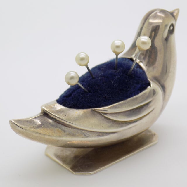 Metal Vintage Italian Handmade Sterling Silver 925 Bird-Shaped Pin Cushion, Italy, 1970s For Sale - Image 7 of 13