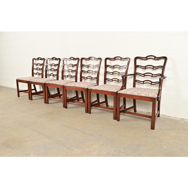 Baker Furniture Style Georgian Carved Mahogany Dining Chairs, Set of Six For Sale - Image 13 of 13