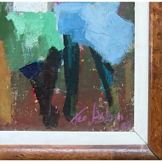 Wood American Painter Ted Jaslow Painting - The Secret - Signed For Sale - Image 7 of 8