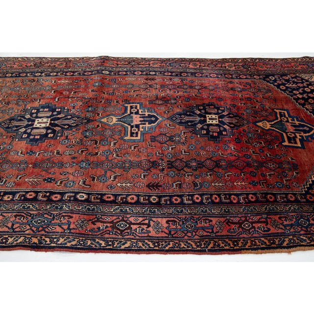 Allover Vintage Handmade Persian Bidjar Wool Rug in Red For Sale - Image 9 of 10