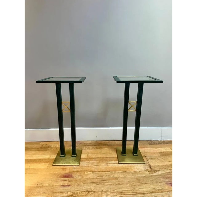 Hollywood Regency Italian Brass and Bronze Pedestals, 1980, Set of 2 For Sale - Image 3 of 18