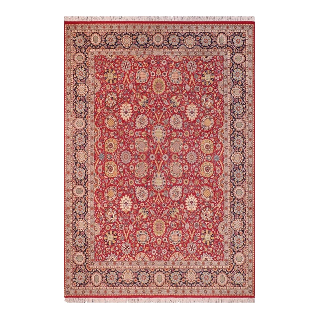 Shabby Chic 1990's Pak-Persian Tam Red/Blue Wool Rug - 8'0'' X 10'3'' For Sale