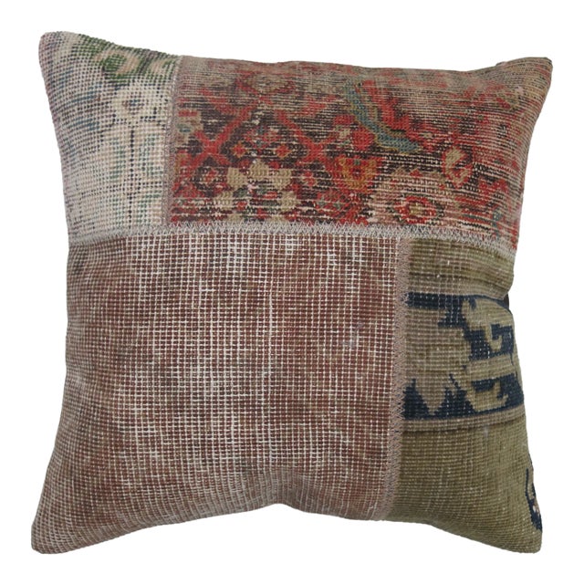 Vintage Patchwork Rug Pillow For Sale