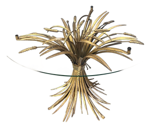 Vintage Gilt Metal Sheaf of Wheat Coffee Table in the style of Coco Chanel, 1960s