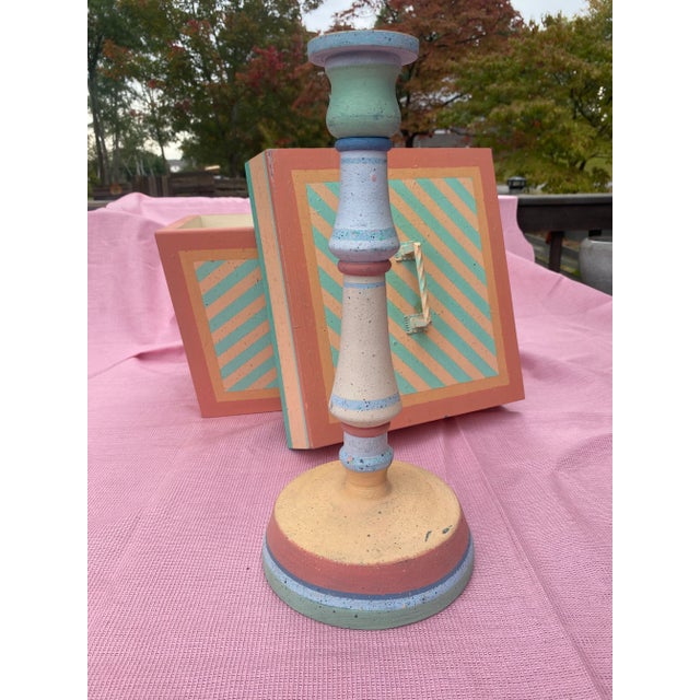 Arts & Crafts Vintage Sally Anderson Candle Sticks and Box Set For Sale - Image 3 of 12