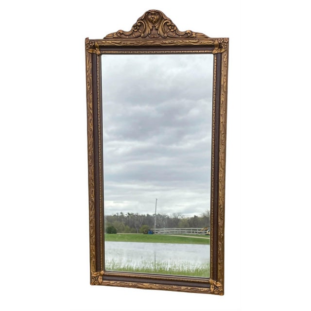 Antique Hand Carved Gold Gilt Framed Mirror W/Floral Motifs For Sale - Image 14 of 16