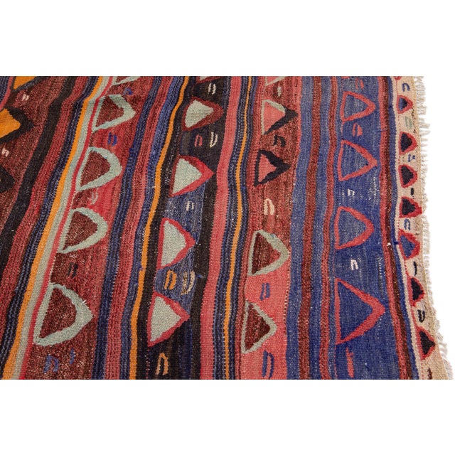 Mid-20th Century Turkish Kilim Multicolor Handmade Tribal Wool Rug For Sale In New York - Image 6 of 10