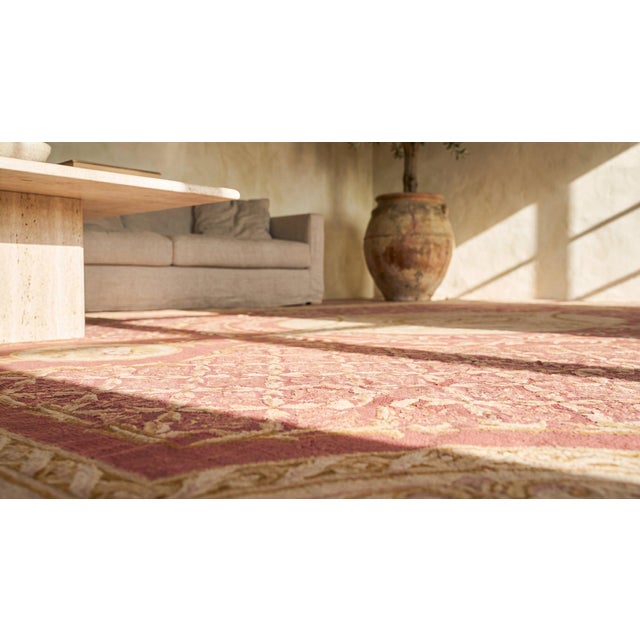 Deluxe Medallion Design on Purple-Mauve Background Color With Napoleon III Style Antique French Aubusson Rug For Sale - Image 11 of 12