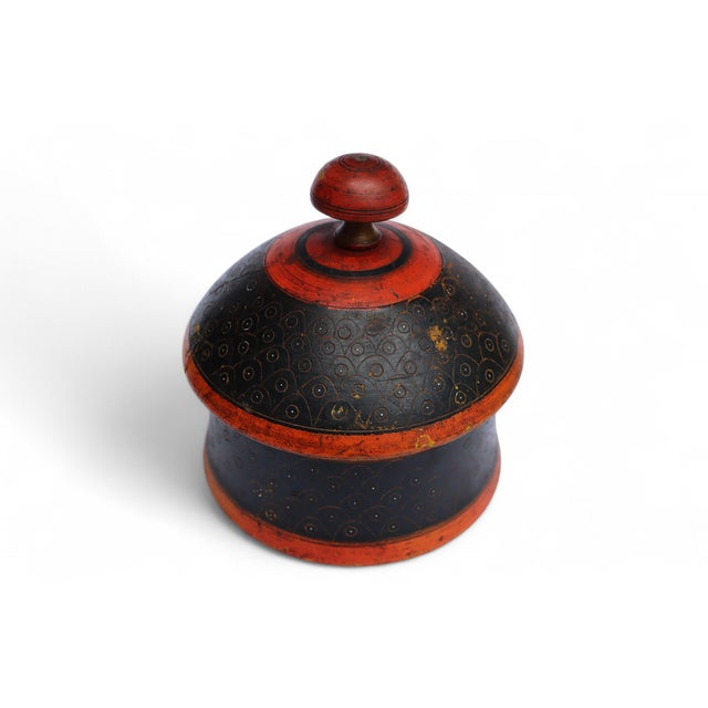Handpainted Wooden Lacquerware Spice Box, 1950s For Sale - Image 11 of 11