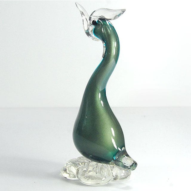 Green Murano Glass Bird from Alfredo Barbini, 1960s For Sale - Image 3 of 9