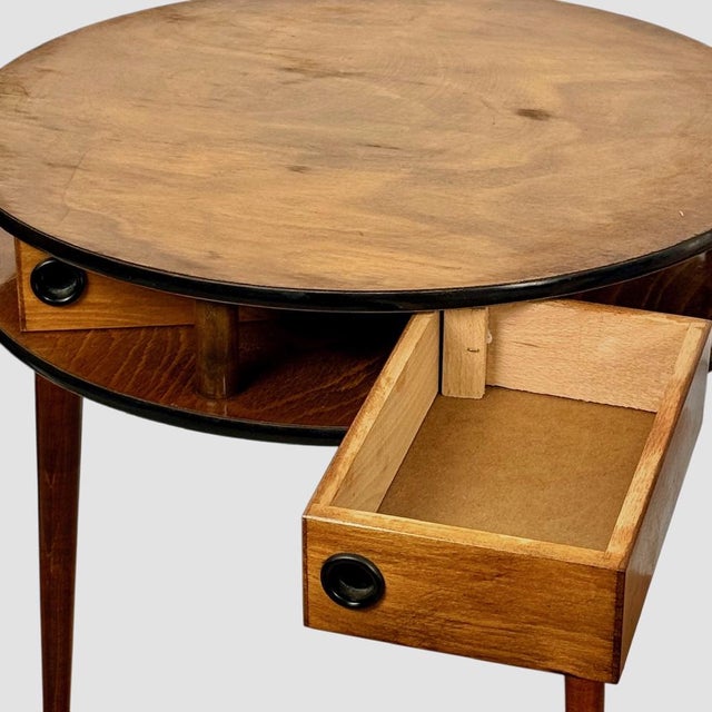 Italian Round Side Tables with Radial Drawers, 1950s, Set of 2 For Sale - Image 10 of 17