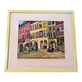 1973 Original Oil on Board of Lugano, Switzerland by Cervi (Columbia Rossi) For Sale