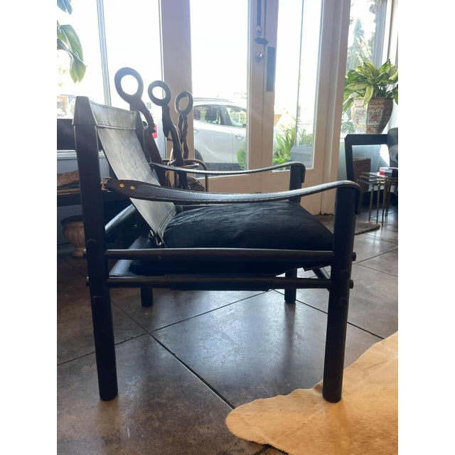 Animal Skin Leather Chair With Shearling Seat For Sale - Image 7 of 10