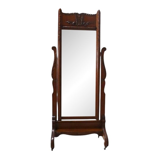 Rj Horner Carved Oak Cheval Dressing Mirror C1920 For Sale