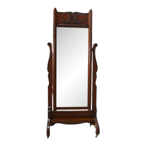Rj Horner Carved Oak Cheval Dressing Mirror C1920