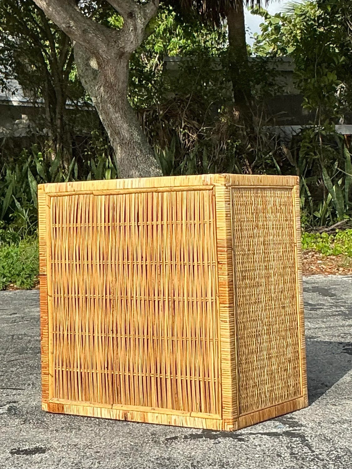 Vintage Coastal Woven Rattan Writing Desk - Top view