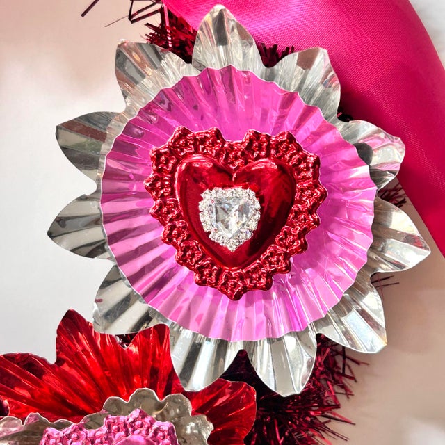 Valentines Wreath With Dresdens Artisan Made by Black Market Creative For Sale - Image 4 of 12