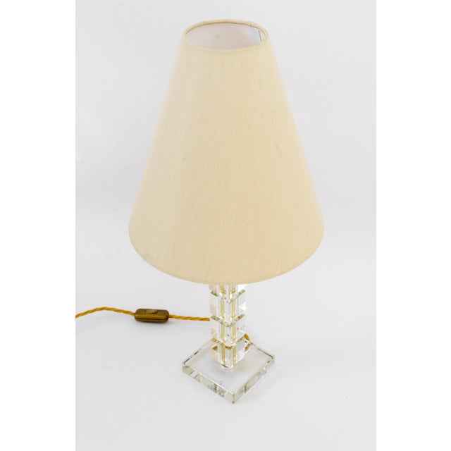 Big Glass Table Lamp with Fabric Shade by Bakalowits, Vienna, 1920s For Sale - Image 6 of 14