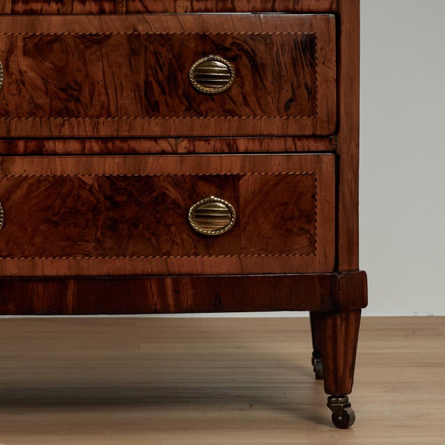 Wood Antique Italian Neo Classic Bow Front Chest or Commode For Sale - Image 7 of 14